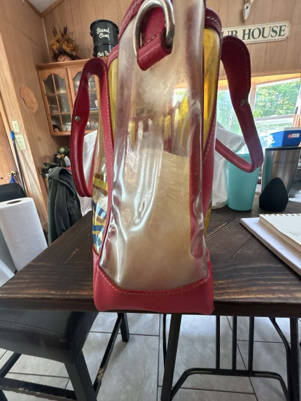 Prada Vintage Printed PVC and Red Leather Beach Tote Bag - Picture 5 of 5